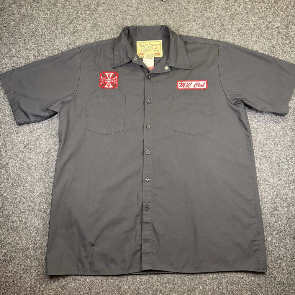 Jesse James Work Wear West Coast Choppers M/C Club Embroidered Button Up Shirt